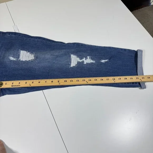 Liverpool Blue Distressed the Crop Boyfriend Women's Jeans Size 10 LM5066TT - Picture 10 of 11